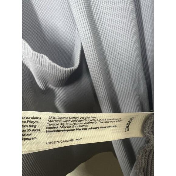 Eileen Fisher Waffle Knit Shawl Cardigan Sweater L/ XL Light Blue Organic Cotton - Picture 3 of 5